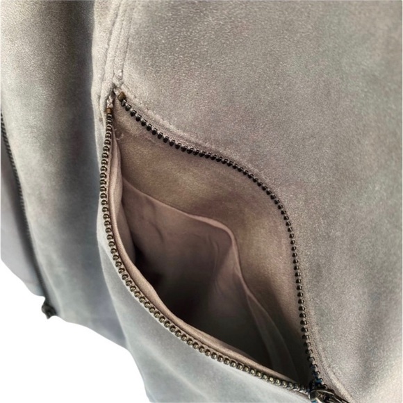 Alfani Women’s Modern Metal Gray Faux Suede Zip Up Jacket, Size Medium - Picture 5 of 13